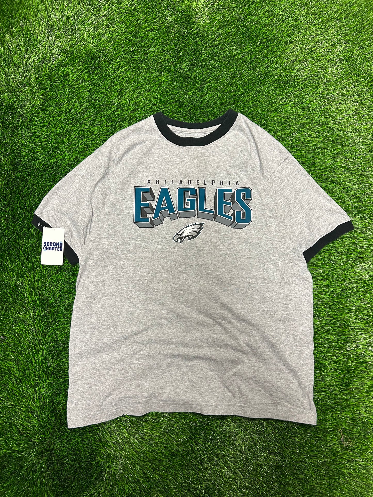 00s Philadelphia Eagles Reebok Grey Ringer Tee (L)
