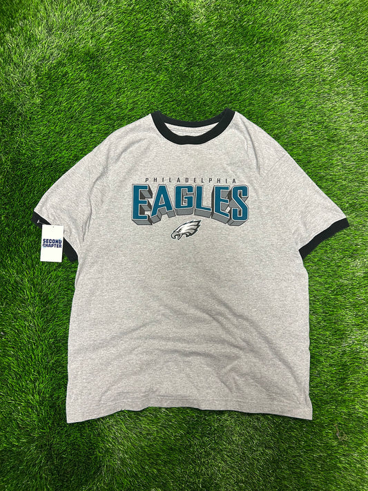 00s Philadelphia Eagles Reebok Grey Ringer Tee (L)