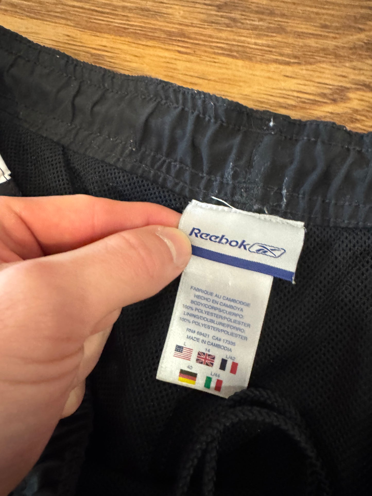 00s Reebok Black/Pink Track Pants (L)