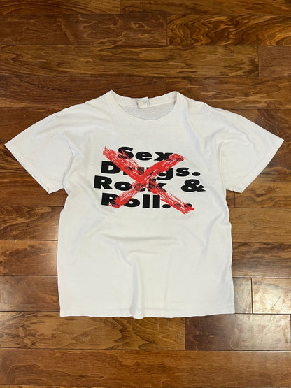 90s Nike "No Sex, Drugs, Rock & Roll" Rare Basketball Tee (L)