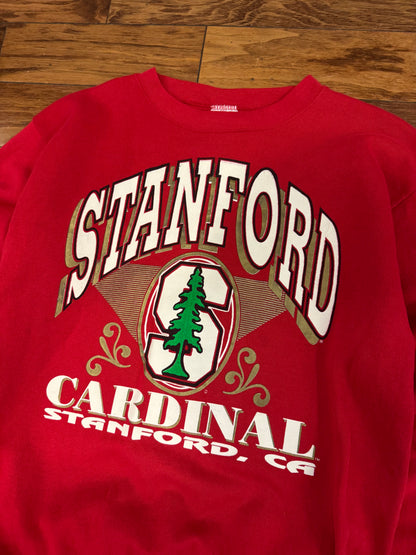 90s Stanford University Cardinal Spell Out Graphic Red Vintage Crewneck (XL)