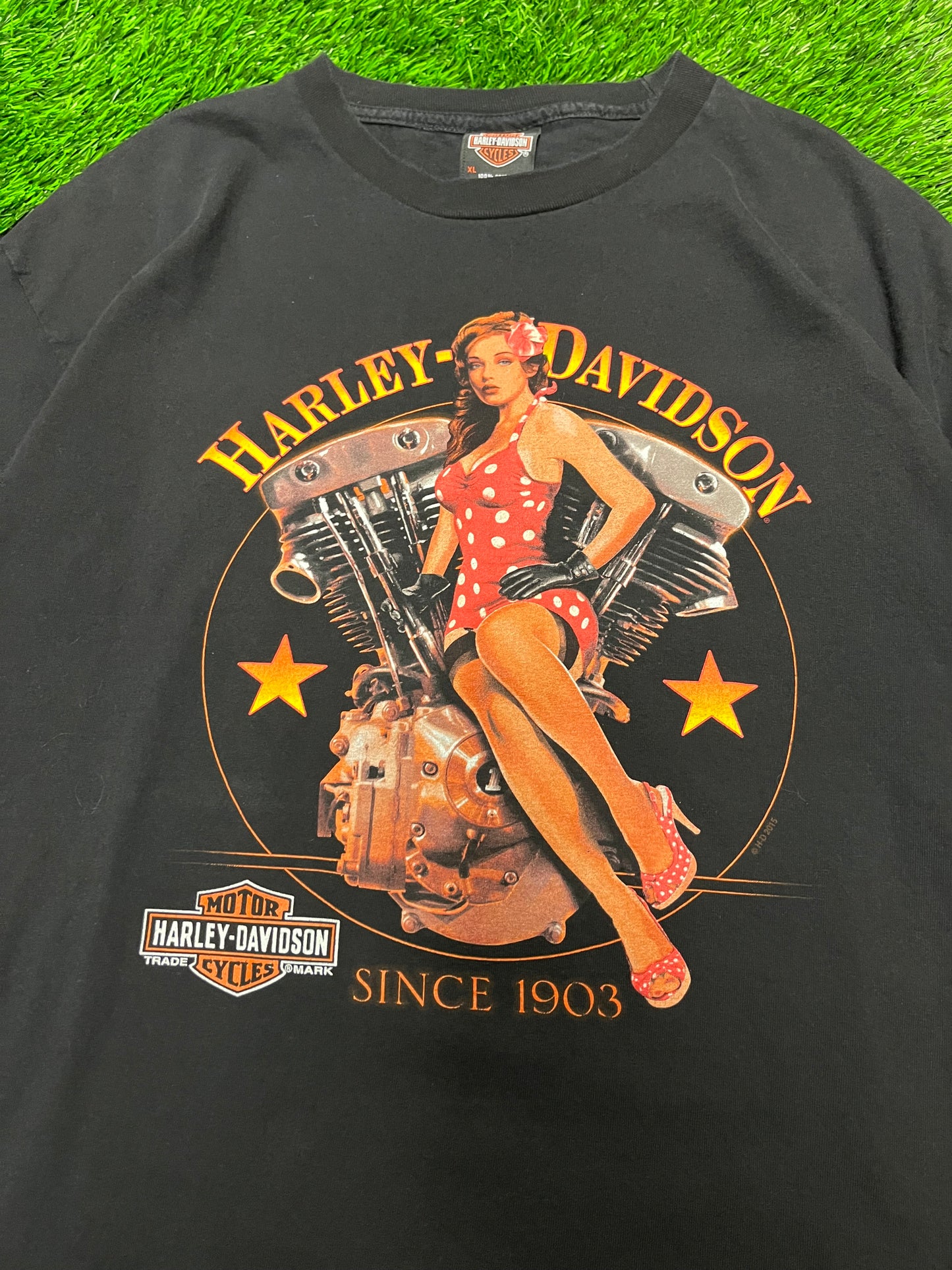 00s Harley Davidson Augusta Georgia Pin Up Girl Biker Tee (XL)