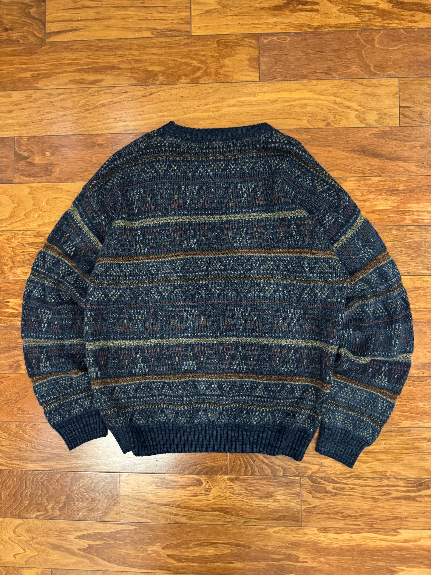 90s Geoffrey Beene Striped Navy Sweater (L)