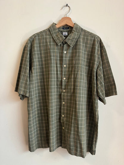 00s Old Navy Green Striped Button Down Polo Shirt (XL)