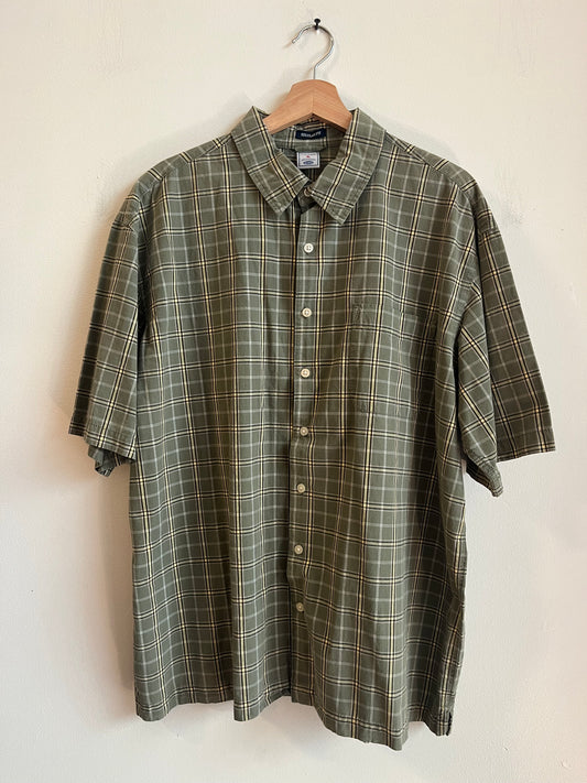 00s Old Navy Green Striped Button Down Polo Shirt (XL)