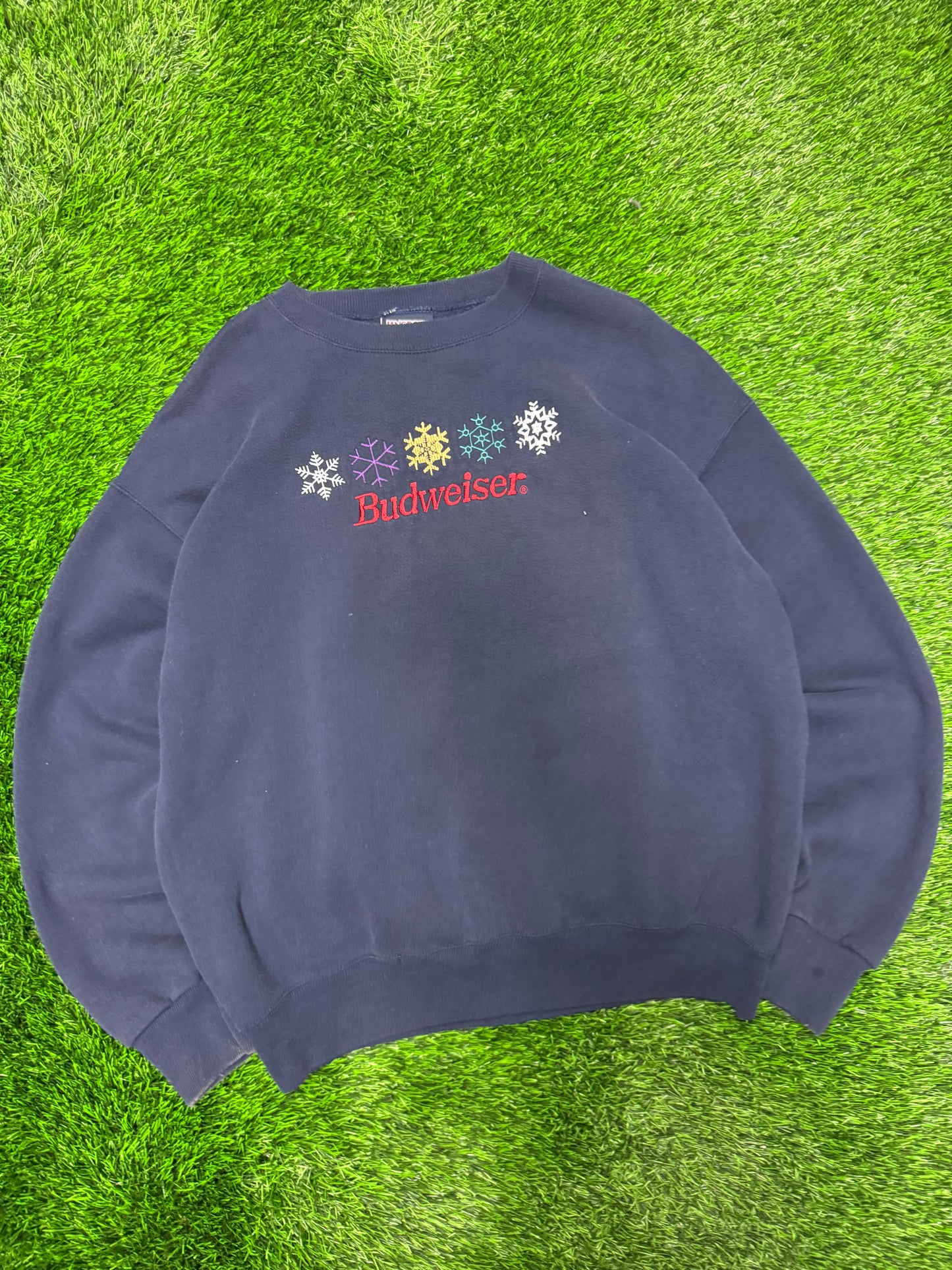 90s Budweiser Beer Snowflake Vintage Jan Sport Crewneck (L)