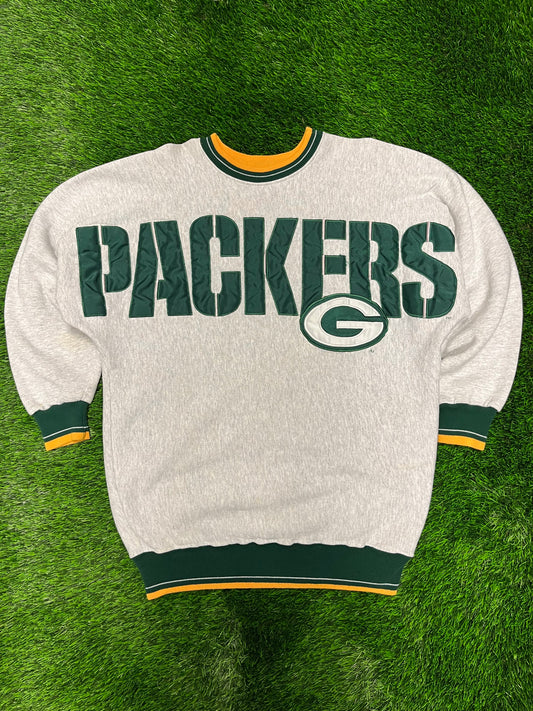 90s Green Bay Packers Legends Spell Out Crewneck (L)