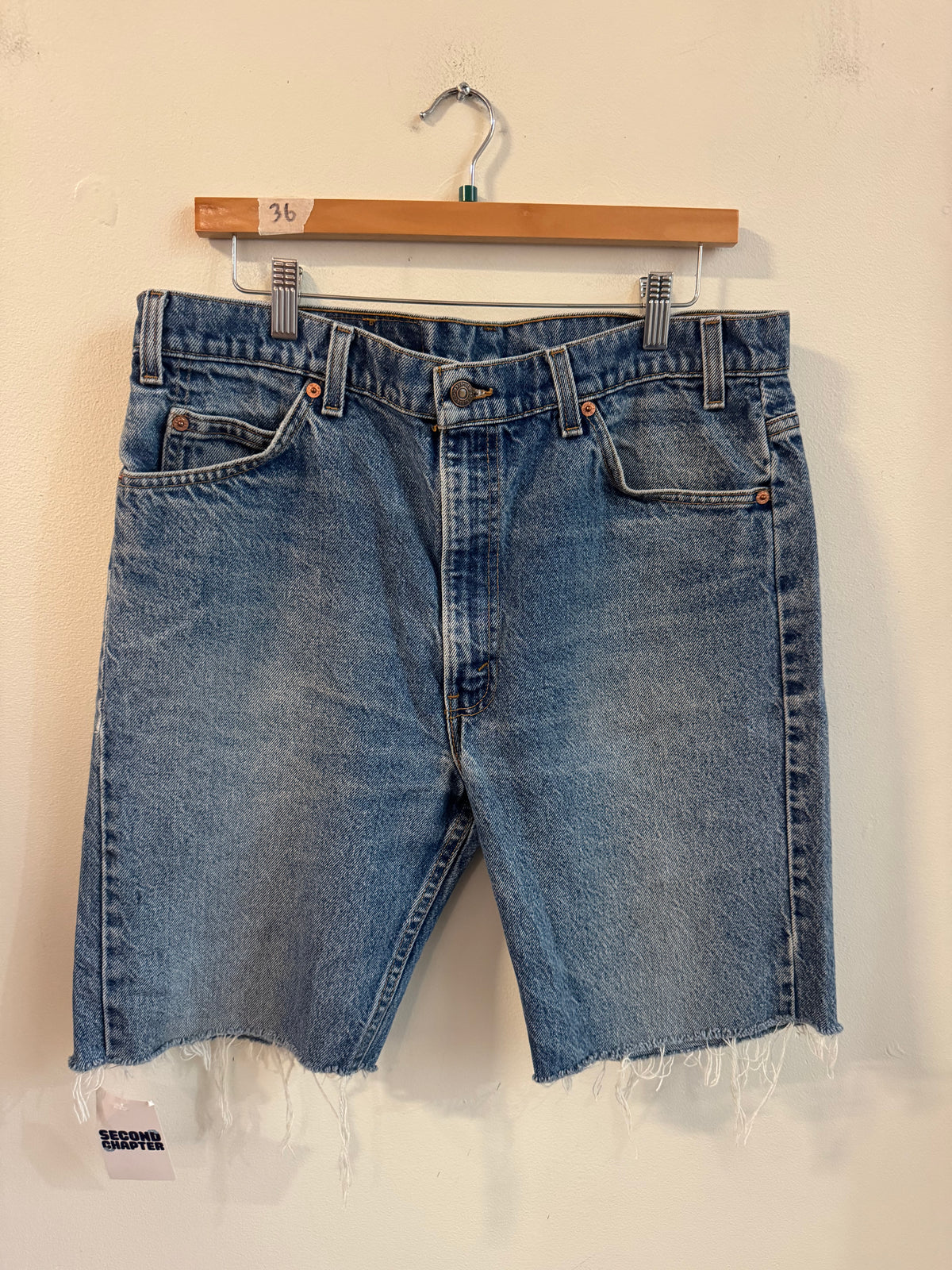 90s Levi's 505 Orange Tab Mud Wash Shorts (36)