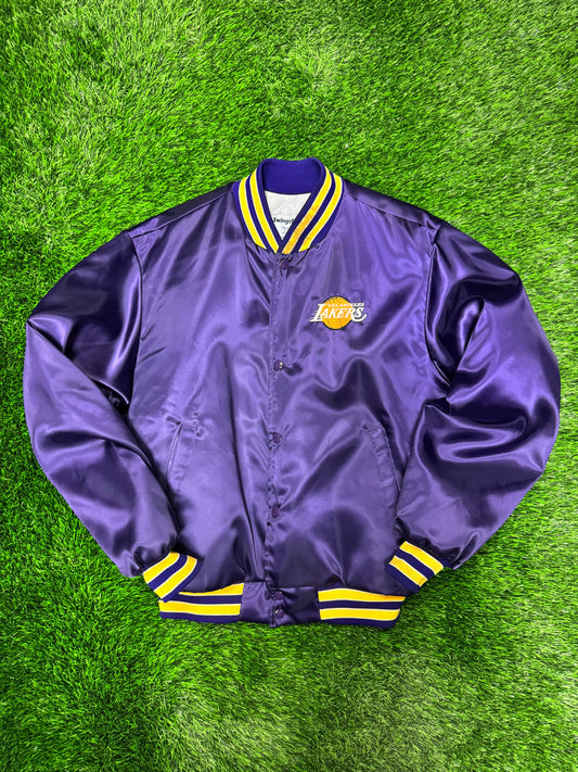80s Los Angeles Lakers Vintage Swingster Purple Satin Jacket (L)