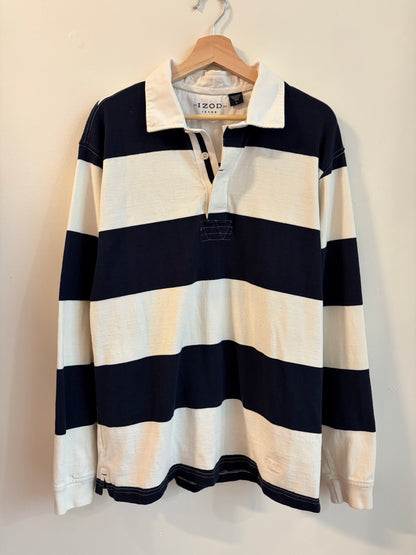 00s IZOD Rugby Striped Polo Shirt (L)
