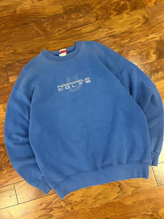 00s Indianapolis Colts Vintage Embroidered Faded Crewneck (XXL)