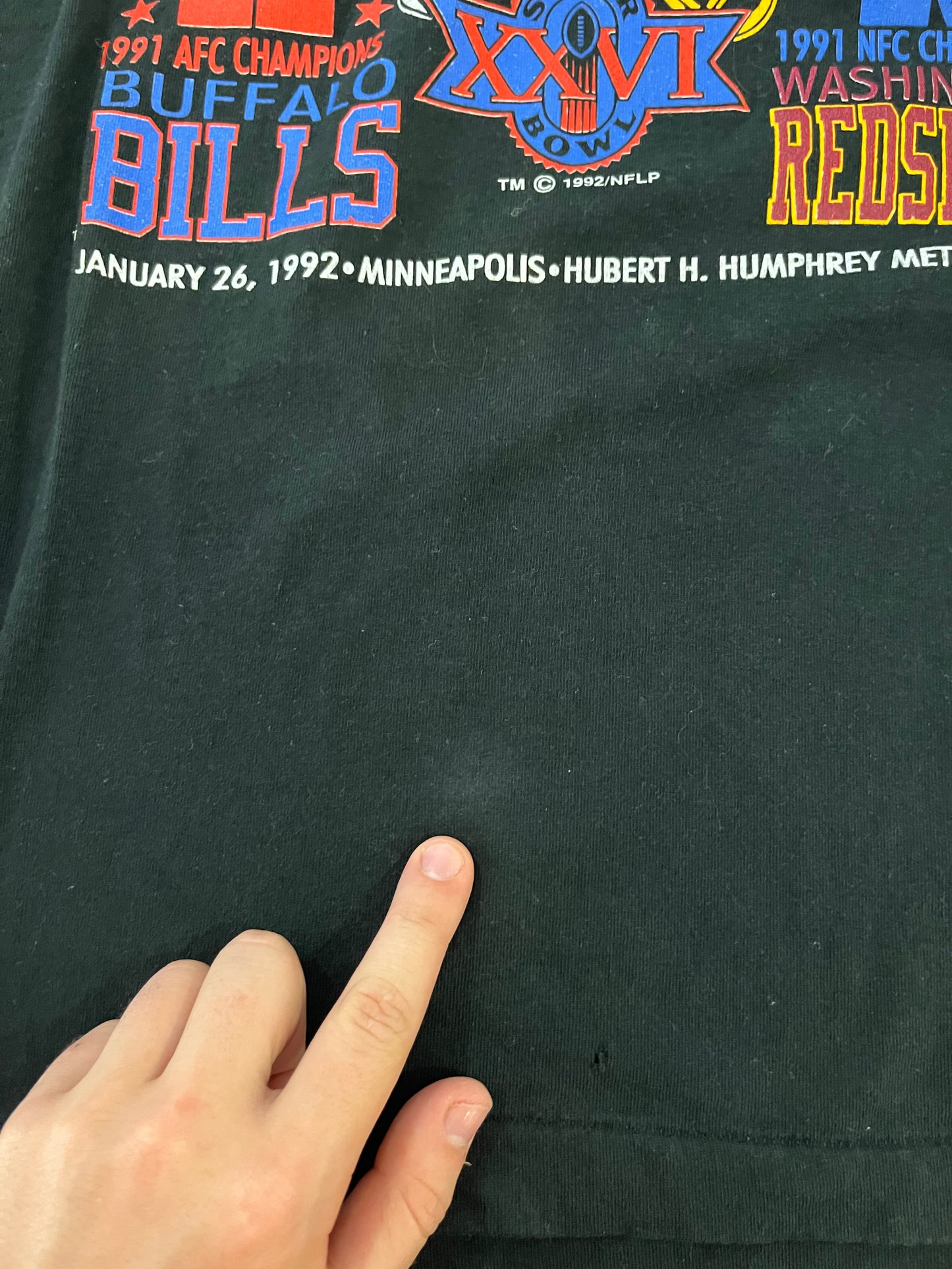1992 Bills v Redskins SB XXVI NFL Tee (L)