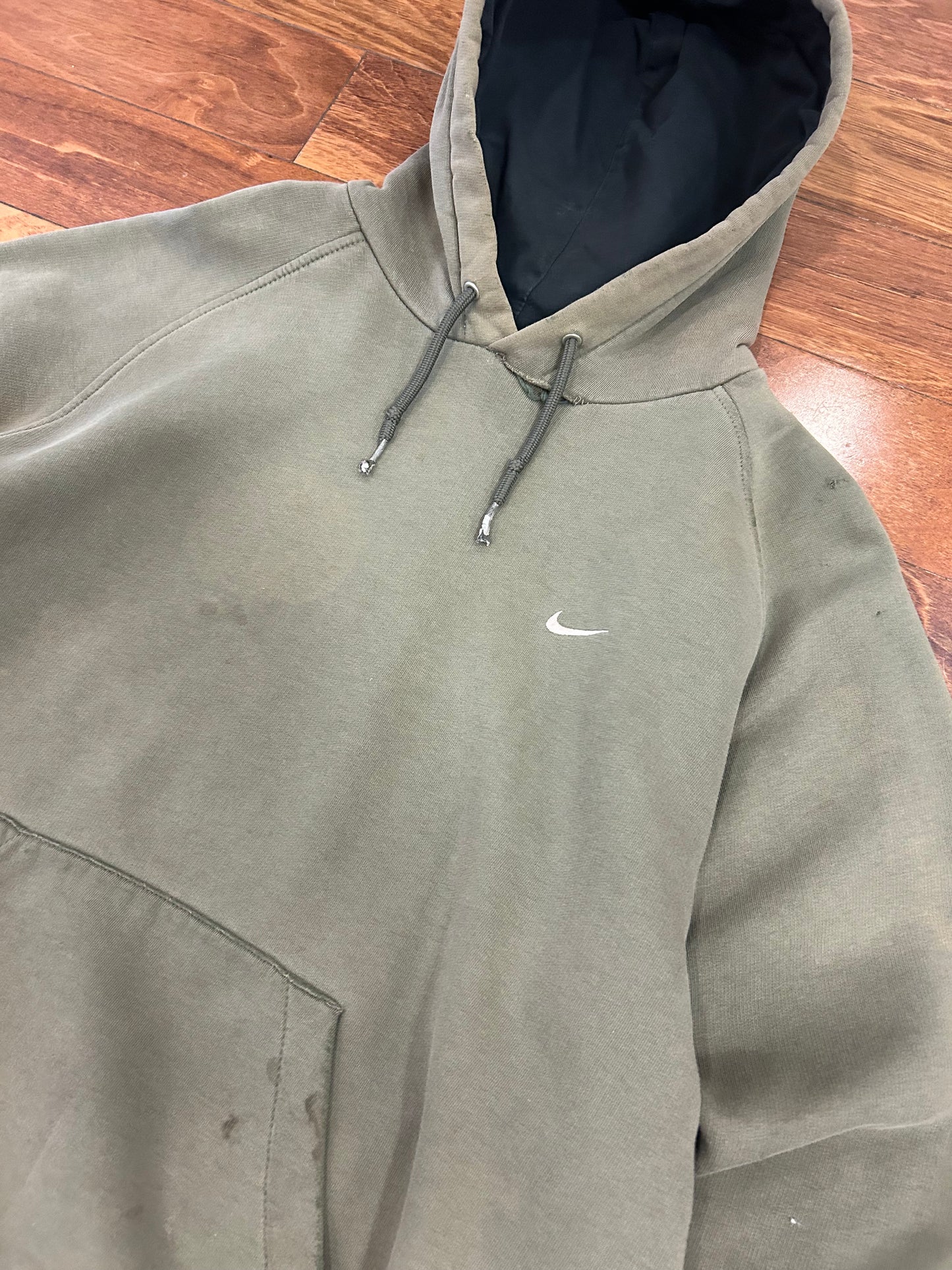 00s Nike Distressed Olive Green Hoodie (L)