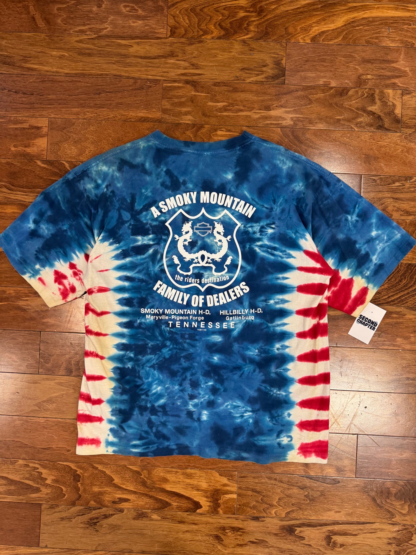 2011 Harley Davidson Red/White/Blue Tie Dye Tee (XXL)