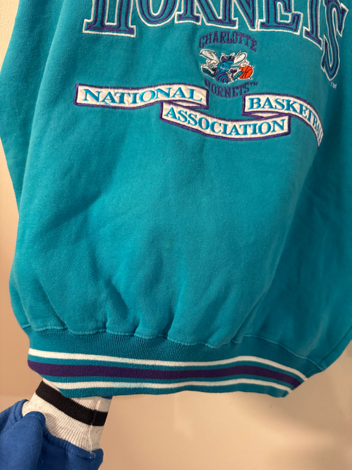 90s Charlotte Hornets Logo Athletic Teal Crewneck (L)