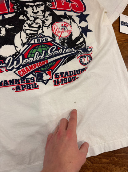 1997 NY Yankees Opening Day Uncle Sam Vintage Jackie Robinson 50th MLB Tee (XL)