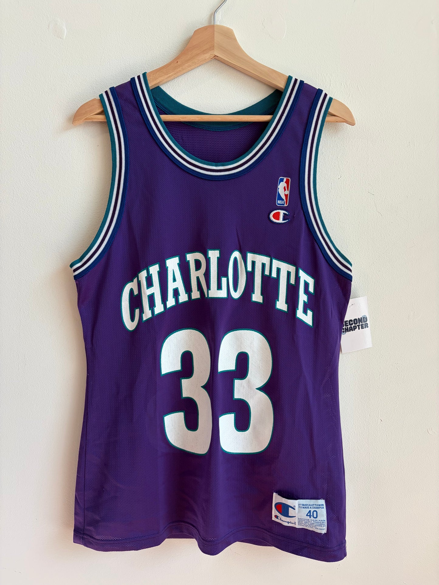 1990s Charlotte Hornets Alanzo Mourning Purple Champion Jersey (S)