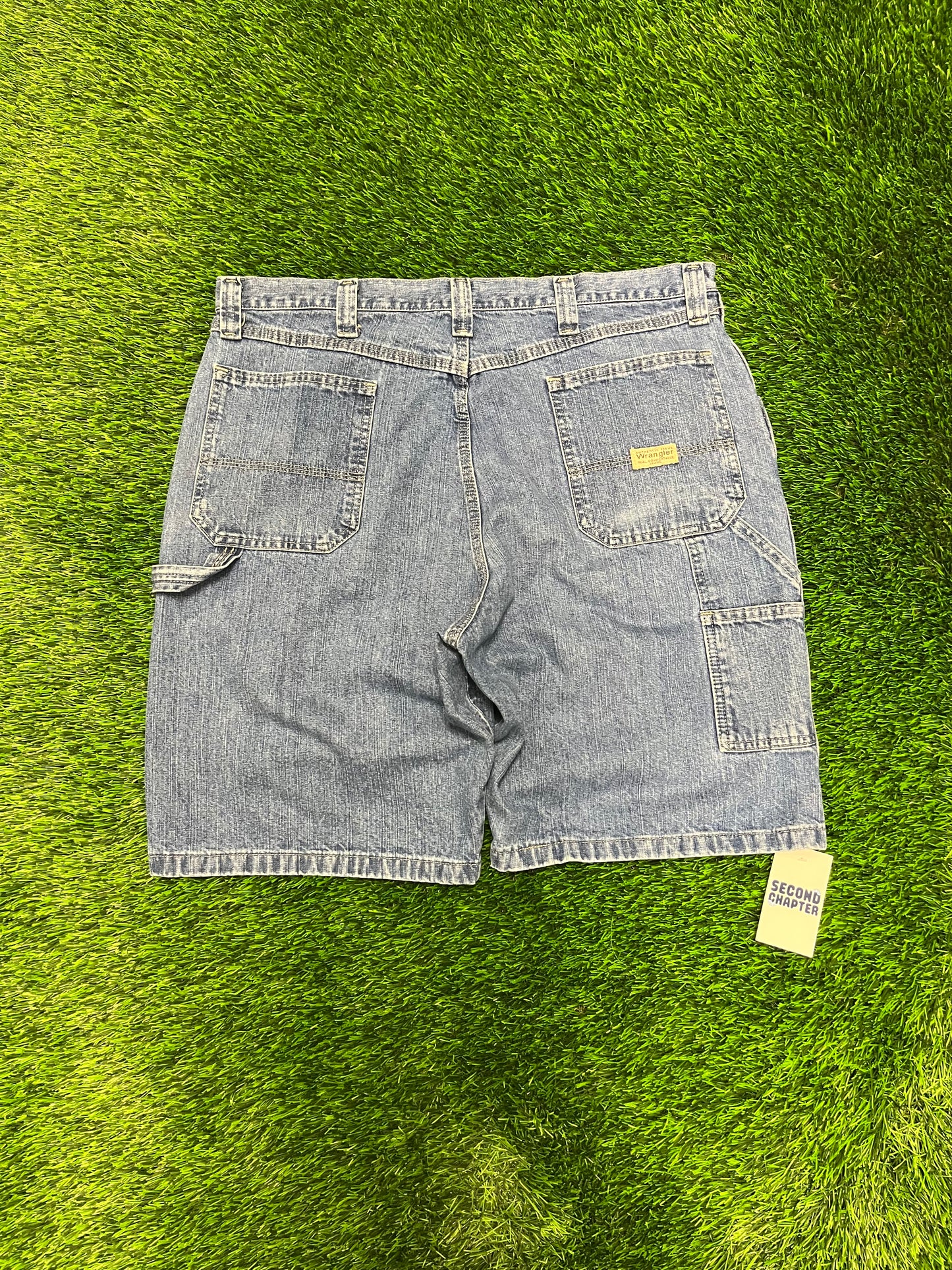00s Wrangler Carpenter Workwear Blue Jean Shorts (38)