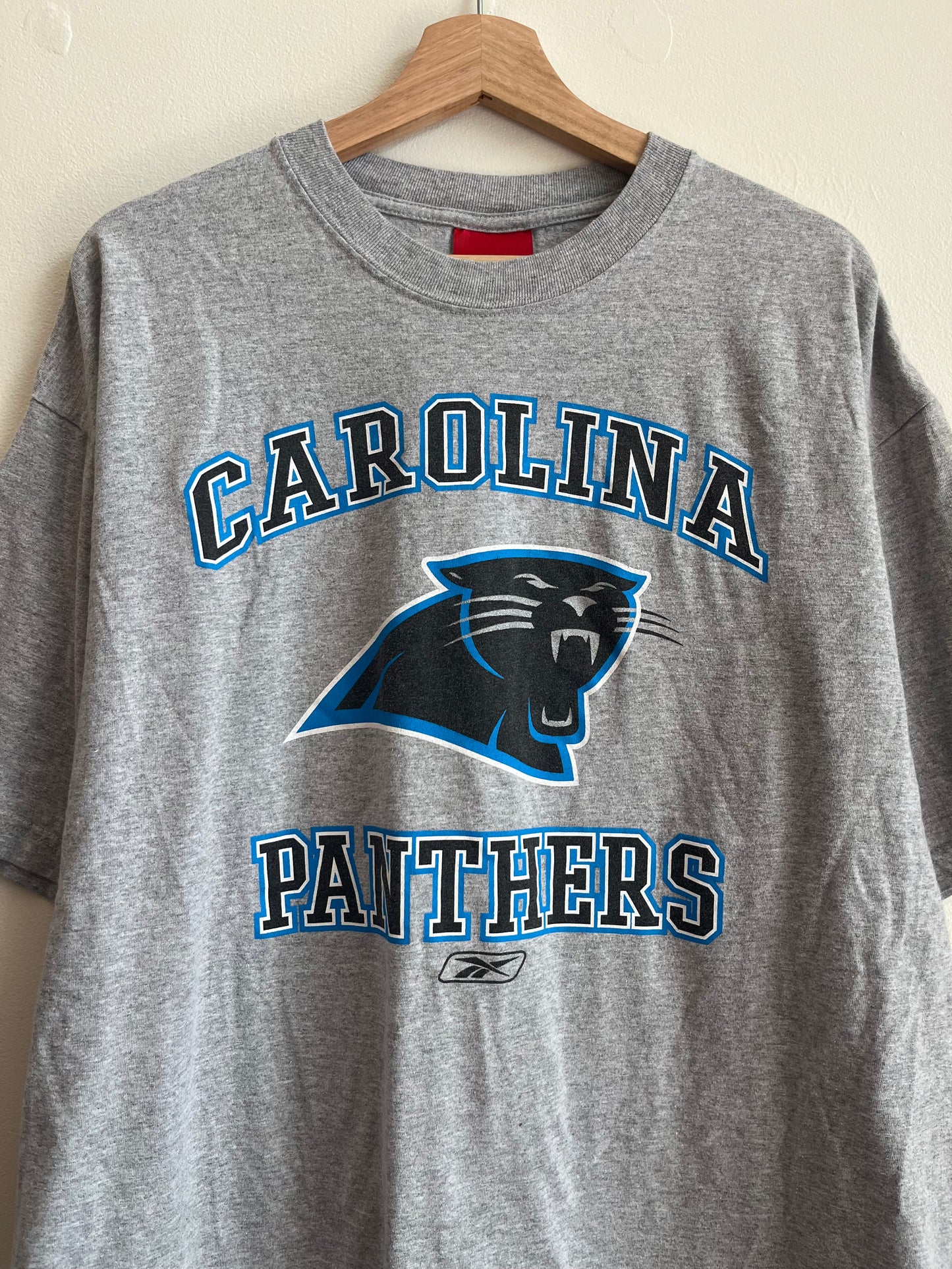 00s Carolina Panthers Reebok Spell Out NFL Grey Tee (L)
