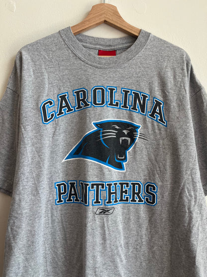 00s Carolina Panthers Reebok Spell Out NFL Grey Tee (L)