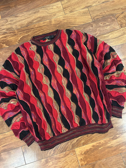 90s Protege 3D Knit Pink/Red Vintage Sweater (L)