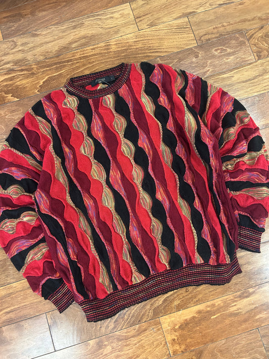 90s Protege 3D Knit Pink/Red Vintage Sweater (L)
