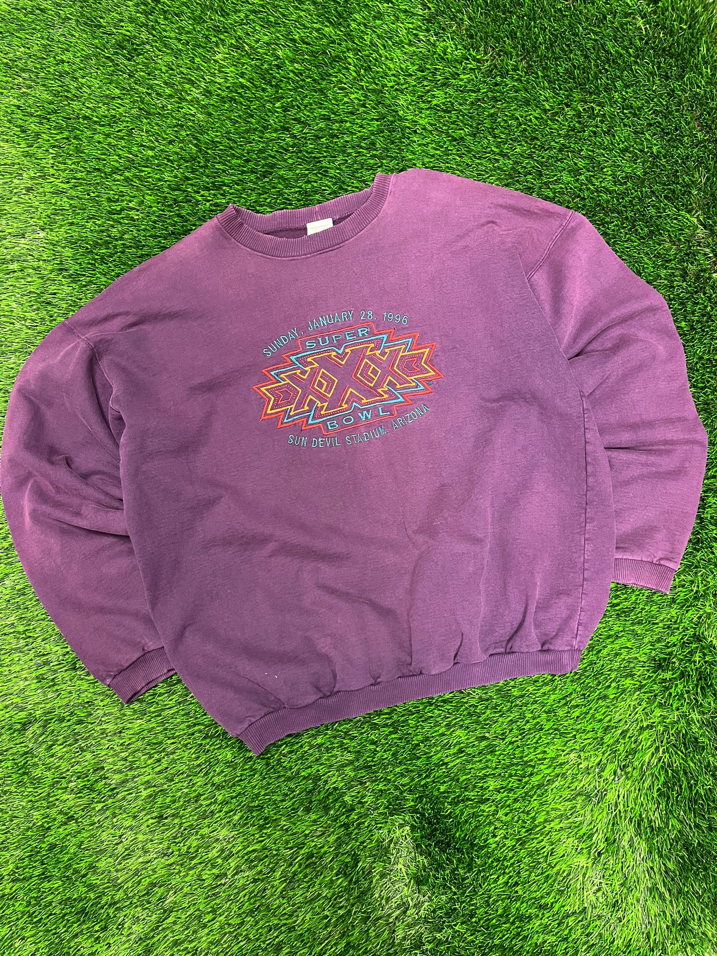 1996 Arizona Super Bowl Faded Purple Crewneck (XL)