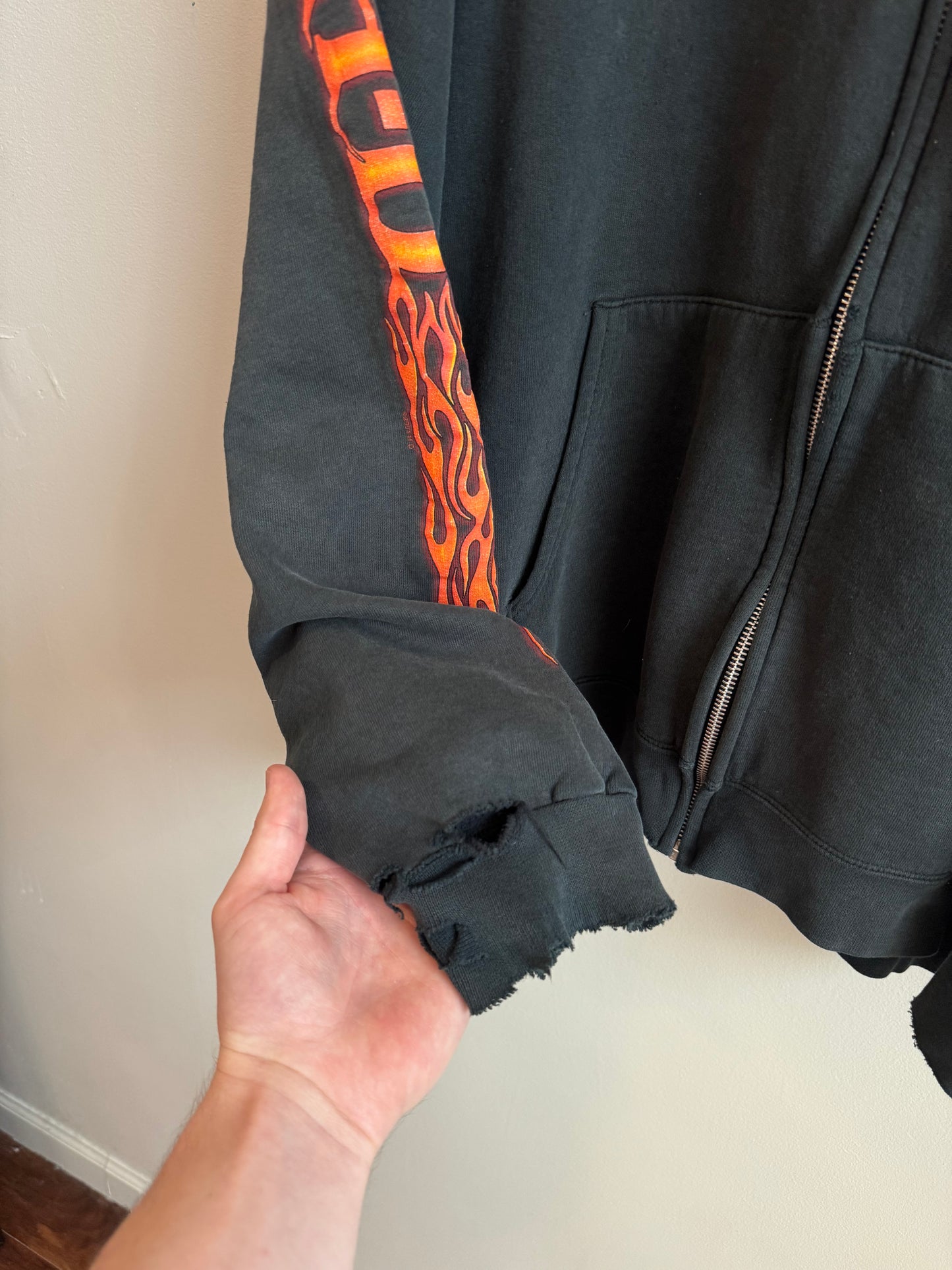 2004 Harley Davidson Winston Salem Flames Zip Up Hoodie (XL)