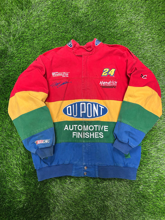 90s Dupont Jeff Gordon Vintage Rainbow Chase Authentic Racing Jacket (XL)