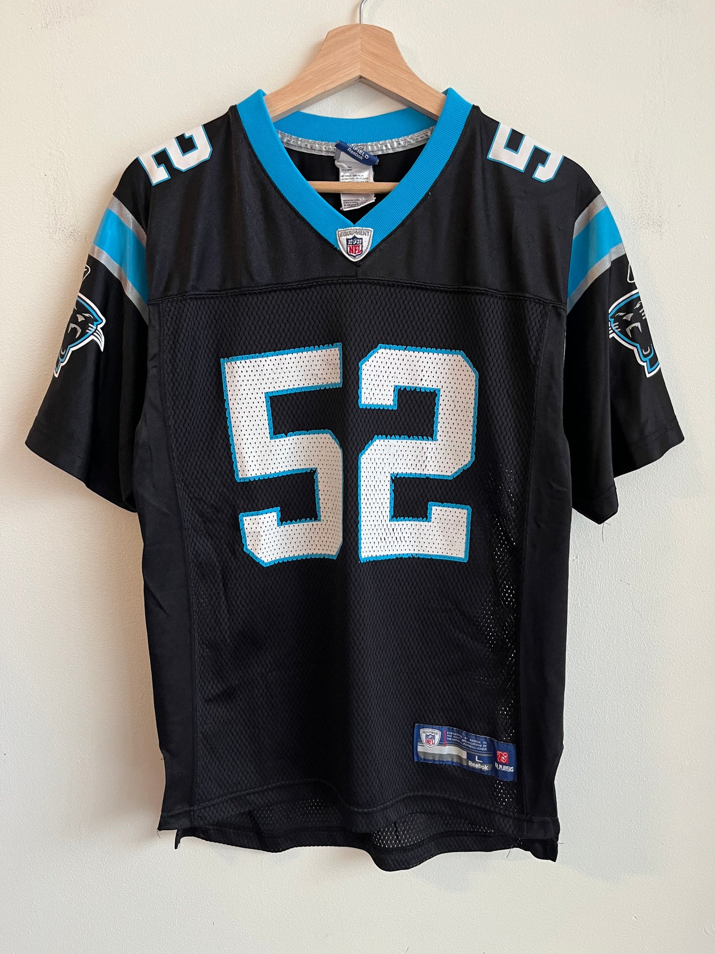 00s Carolina Panthers Jon Beason Reebok Home Jersey (Youth L)