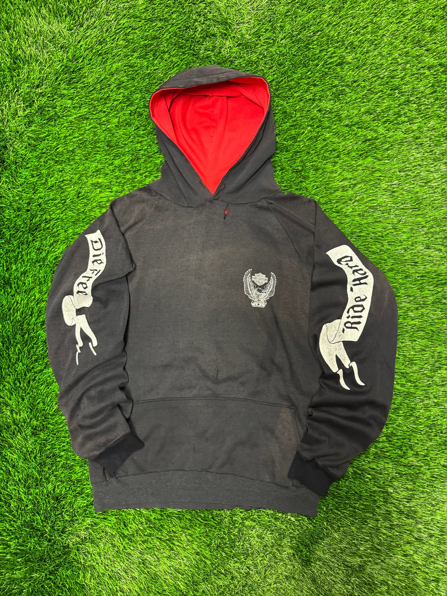 70s Harley Davidson Vintage Faded Distressed Grail Hoodie (M)