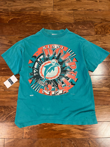 1994 Miami Dolphins Shattered Logo Tee (L)