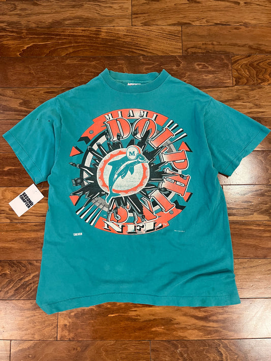 1994 Miami Dolphins Shattered Logo Tee (L)