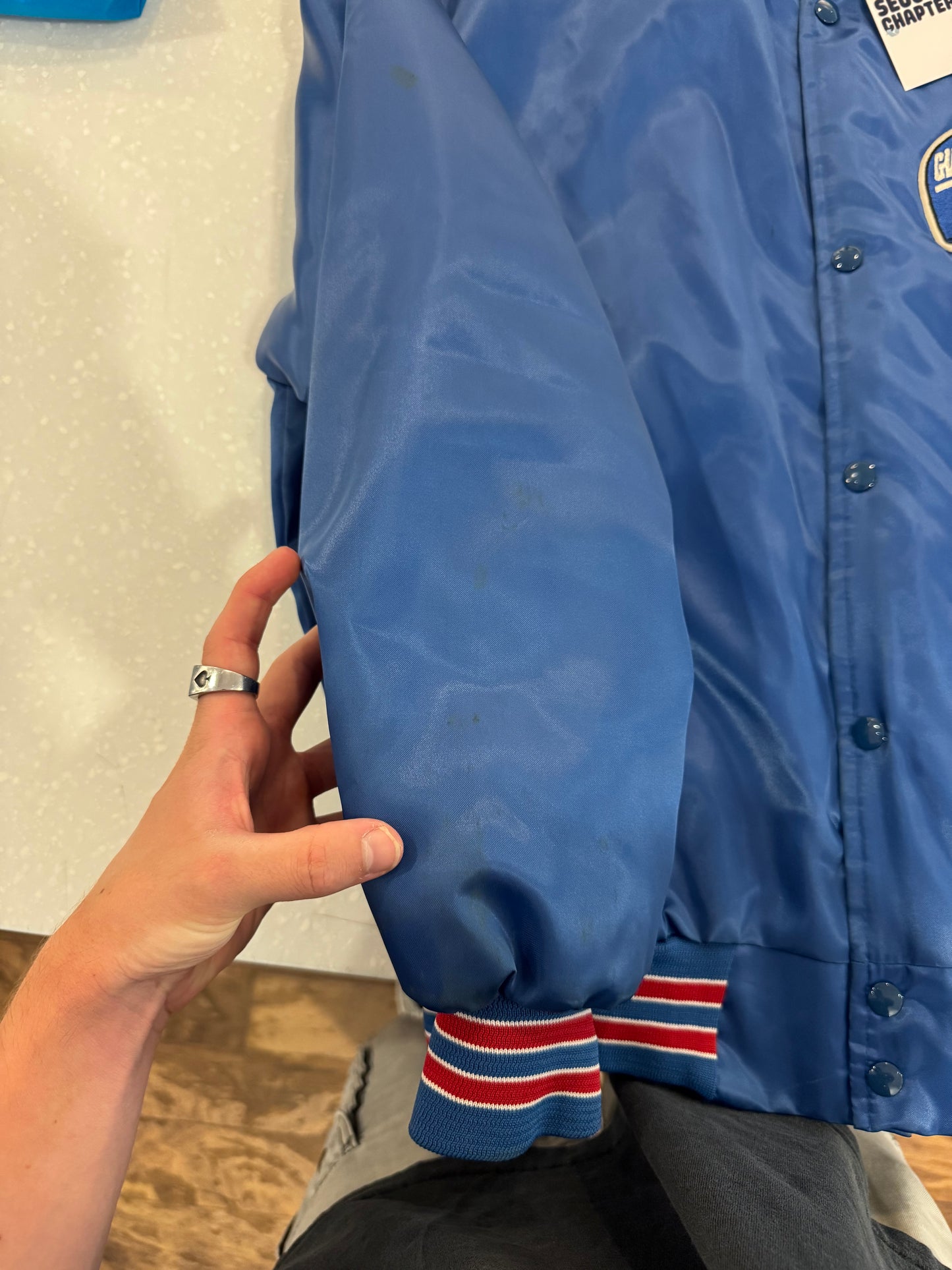 1990s New York Giants Big Spell Out Chalkline Satin Jacket (XL)
