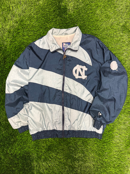 90s University of North Carolina (UNC) Striped Pro Player Windbreaker (M)