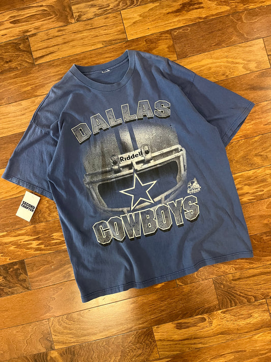 1998 Dallas Cowboys Vintage Riddell Distressed Helmet Tee (XL)