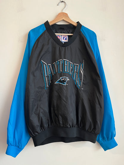 90s Carolina Panthers Logo 7 Embroidered Spell Out Game Day Windbreaker (XL)