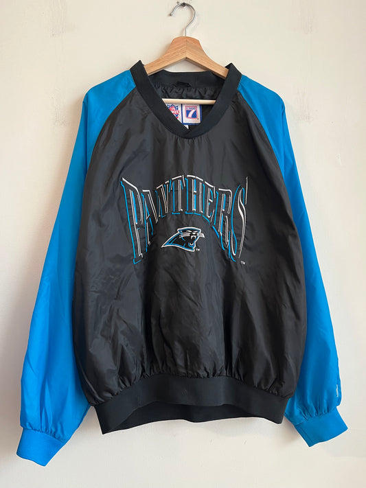 90s Carolina Panthers Logo 7 Embroidered Spell Out Game Day Windbreaker (XL)