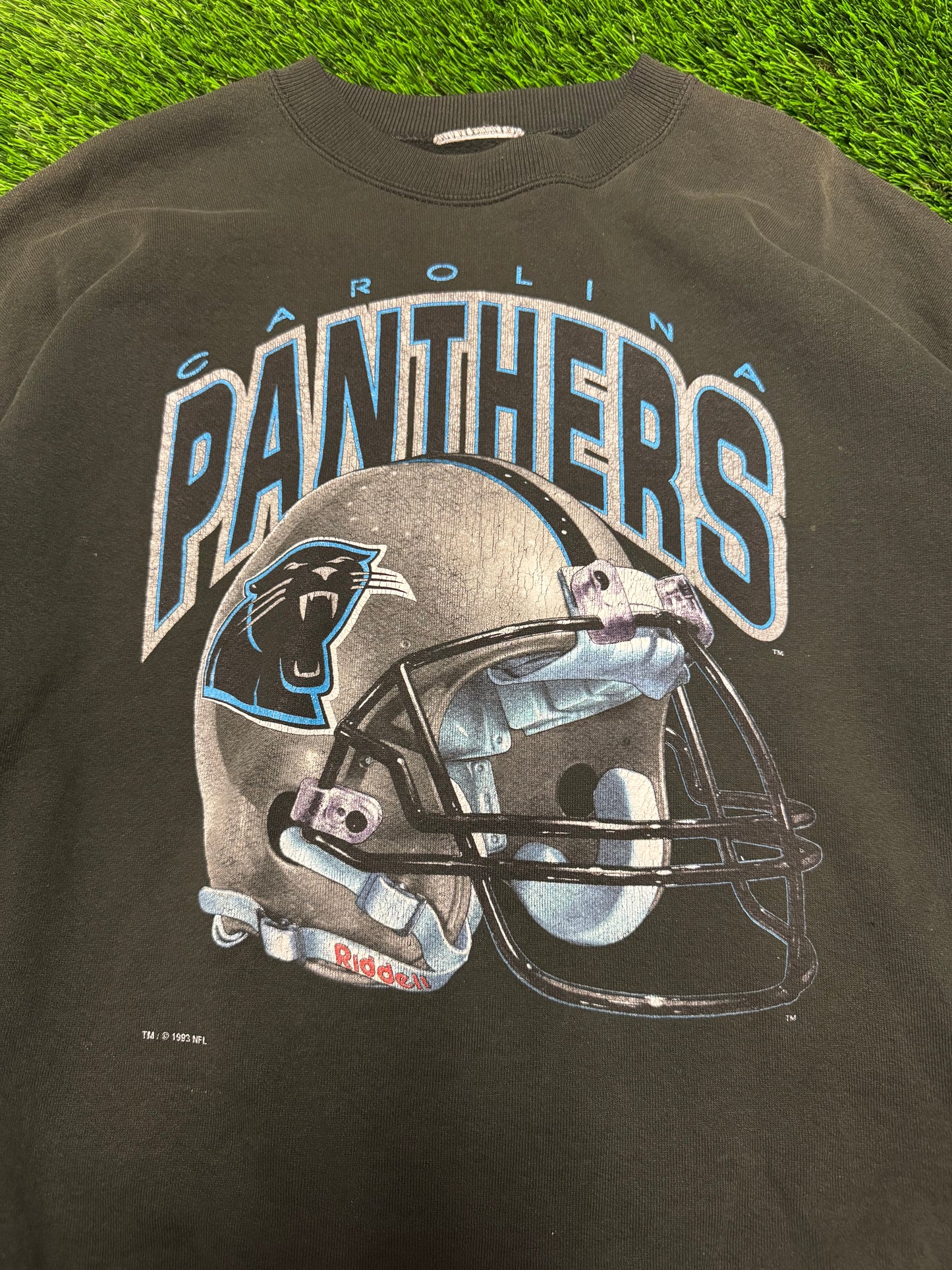 1993 Carolina Panthers Spell Out Helmet Crewneck (XL)