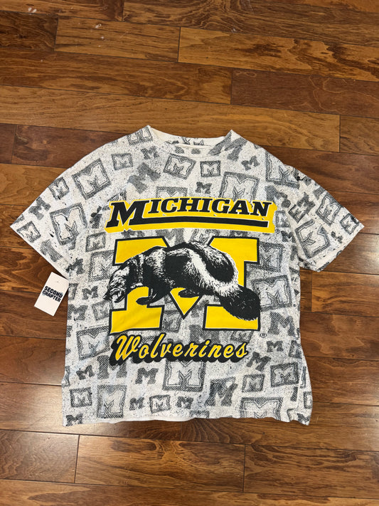 90s Michigan Wolverines All Over Print Rare Tee (XL)