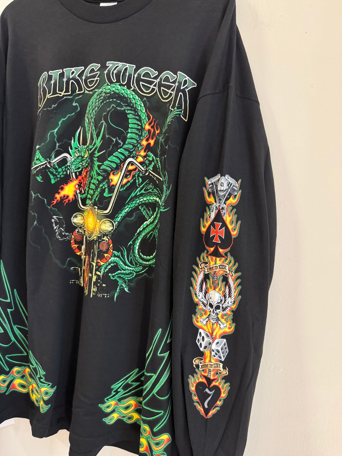 00s Bike Week Johnny's Dragon Flames Long Sleeve Shirt (XXL)