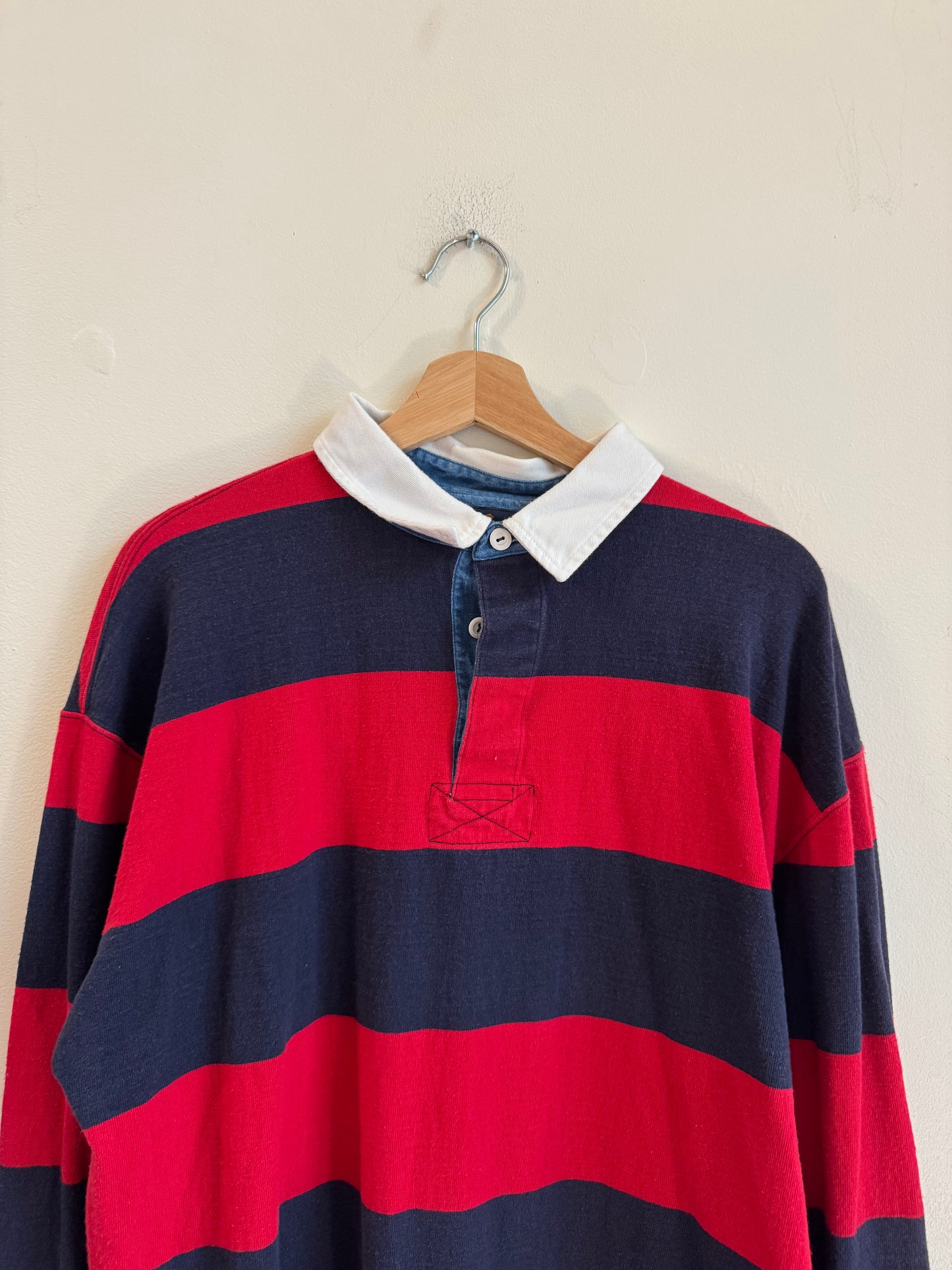 1990s Land's End Rugby Quarter Button Long Sleeve (L)