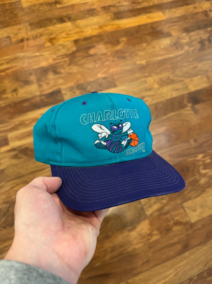 90s Charlotte Hornets Teal Hugo Logo Hat (OS)