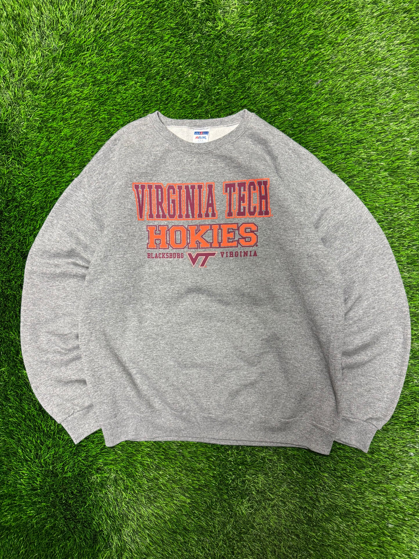 00s Virginia Tech University Jerzees Grey Crewneck (L)