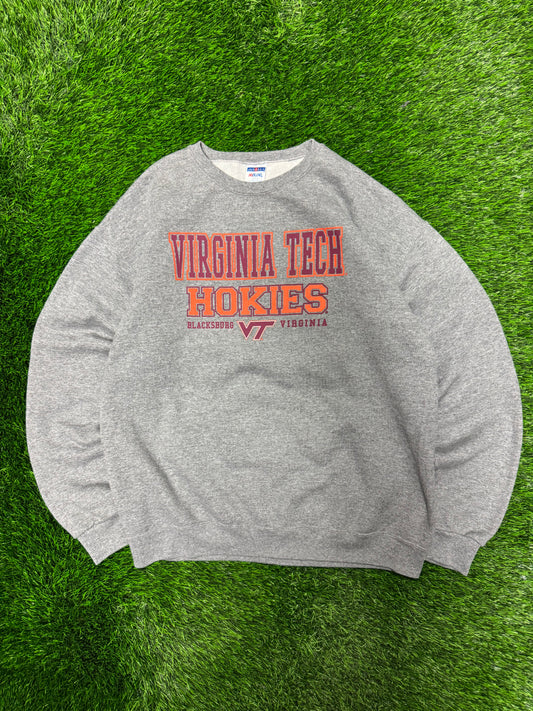 00s Virginia Tech University Jerzees Grey Crewneck (L)
