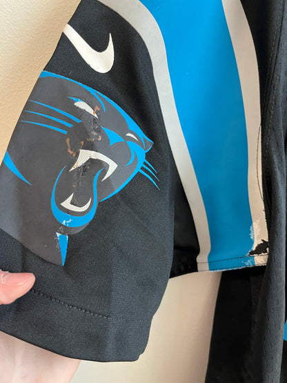 2019 Carolina Panthers Christian McCaffery 25 Seasons Patch Home Jersey (S)
