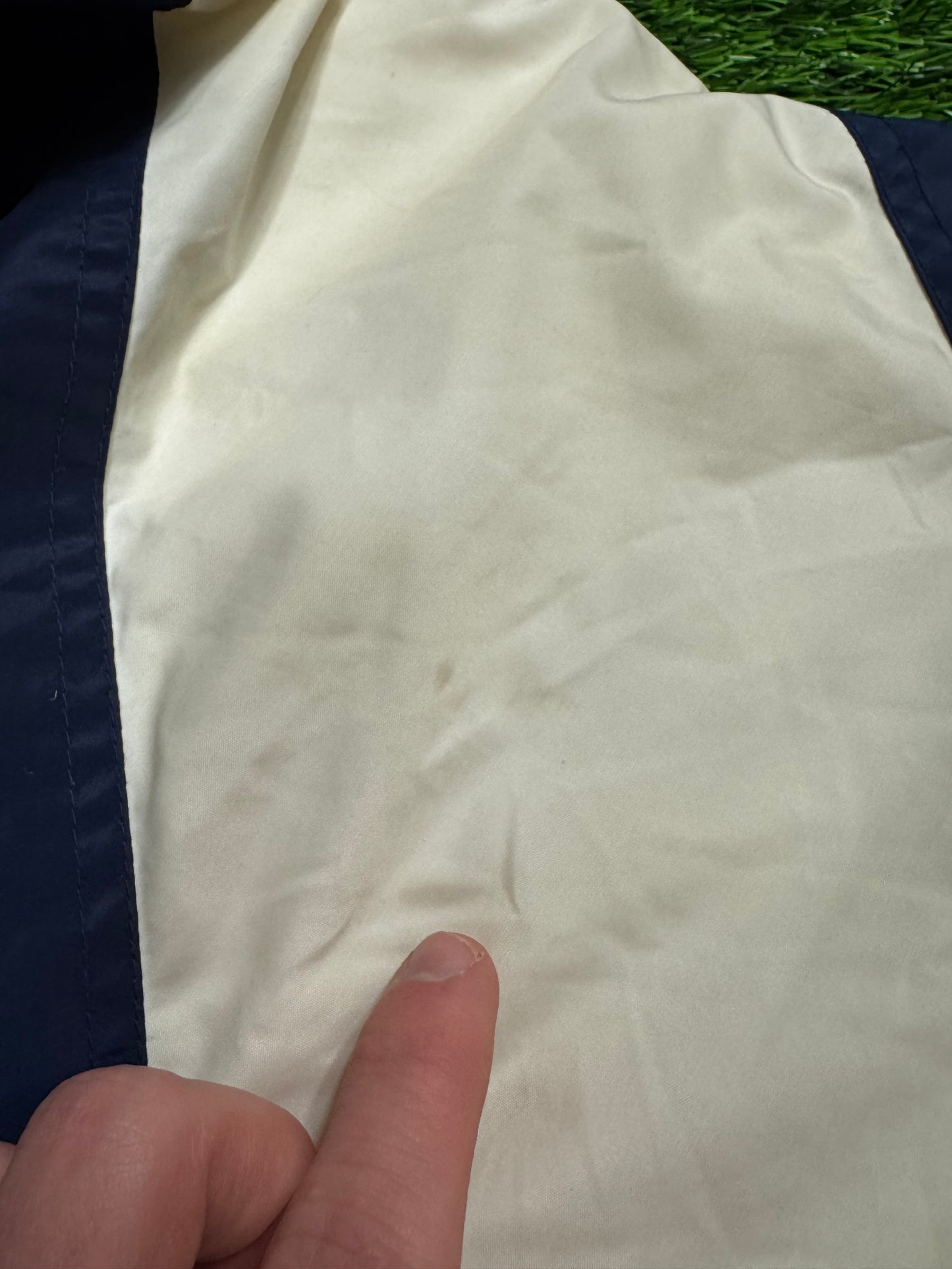 90s Adidas Vintage Striped Navy Puffer Jacket (XL)