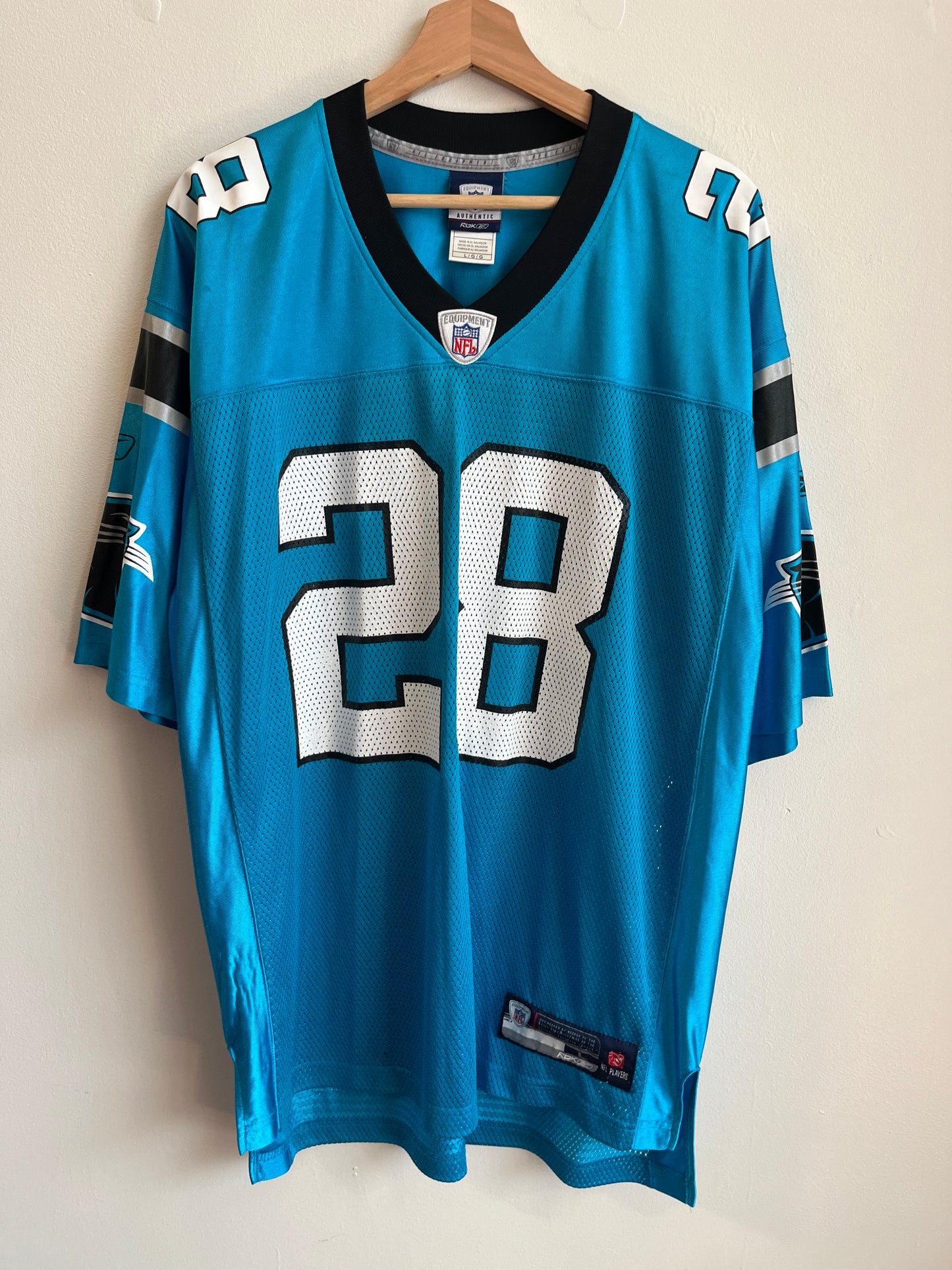 00s Carolina Panthers Jonathan Stewart Blue Reebok Jersey (L)