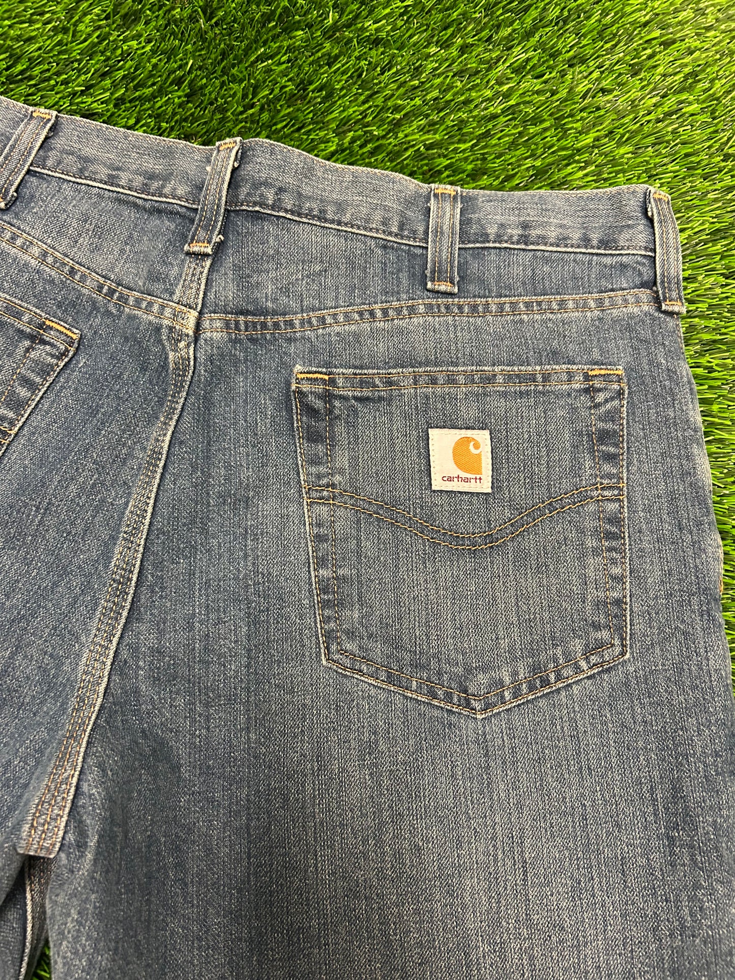 Carhartt Workwear Frayed Cut Off Jean Shorts (36)