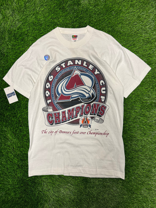 1996 Colorado Avalanche Stanley Cup Champions Vintage Deadstock NHL Tee (L)